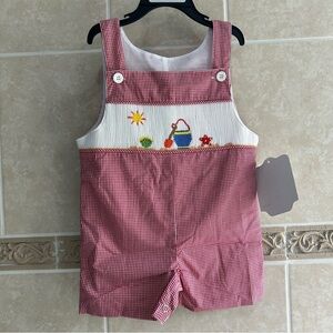 Remember Nguyen Smocked beach Jon Jon overalls